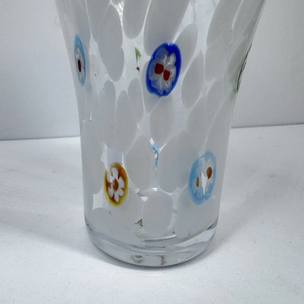 Amici Hand Blown Art Glass‎ Tumbler Millefiori Confetti Swirl 6in